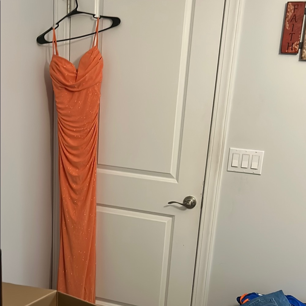 Elegant Orange Evening Gown
